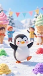 Penguin's Ice-Cream Party