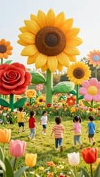 Flores y Niños Felices