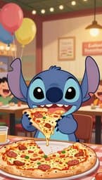 Stitch na Pizzaria