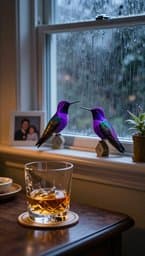 Purple Hummingbirds and Whiskey Rain