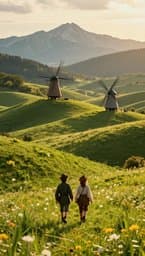 Elves' Journey Through the Sunlit Hills